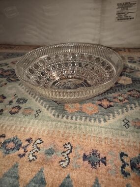 Indiana Glass Clear Patterned Round Serving Bowl